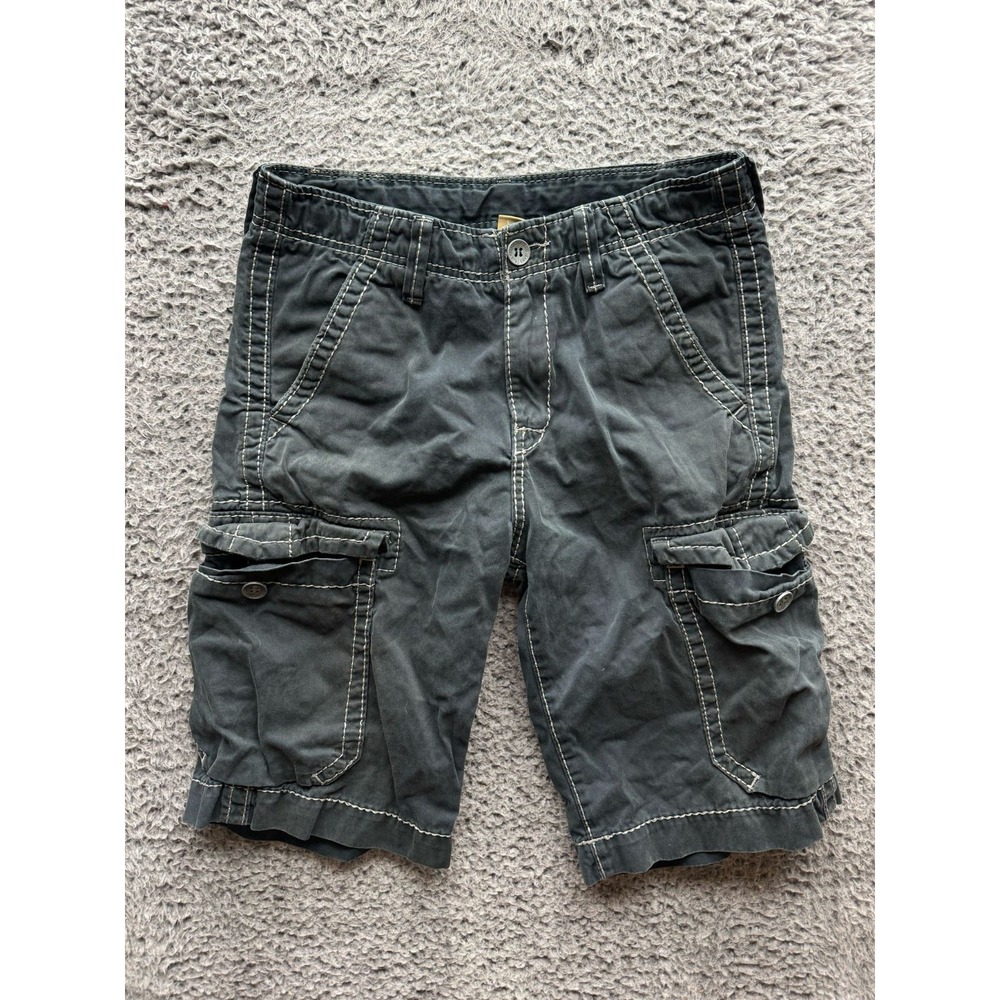 Y2K True Religion Tarp Baggy Cargo Shorts Black Mens Size 29